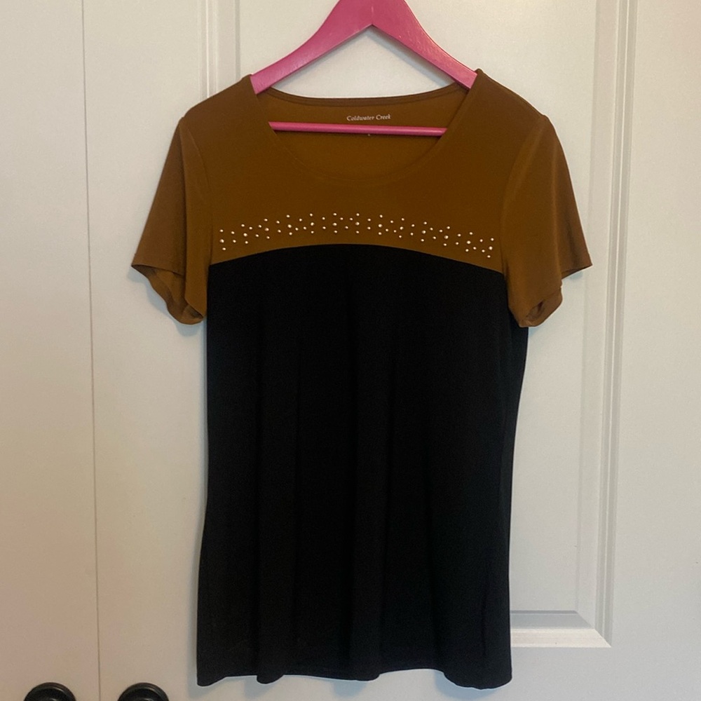 Coldwater‎ Creek Color Block Studded Top Small